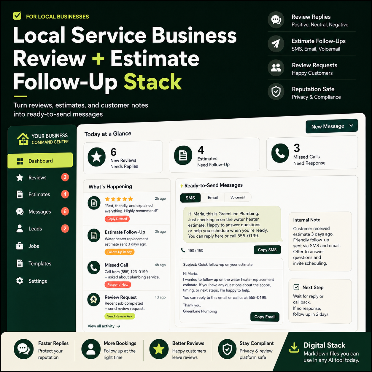 Local Service Business Review + Estimate Follow-Up Stack preview
